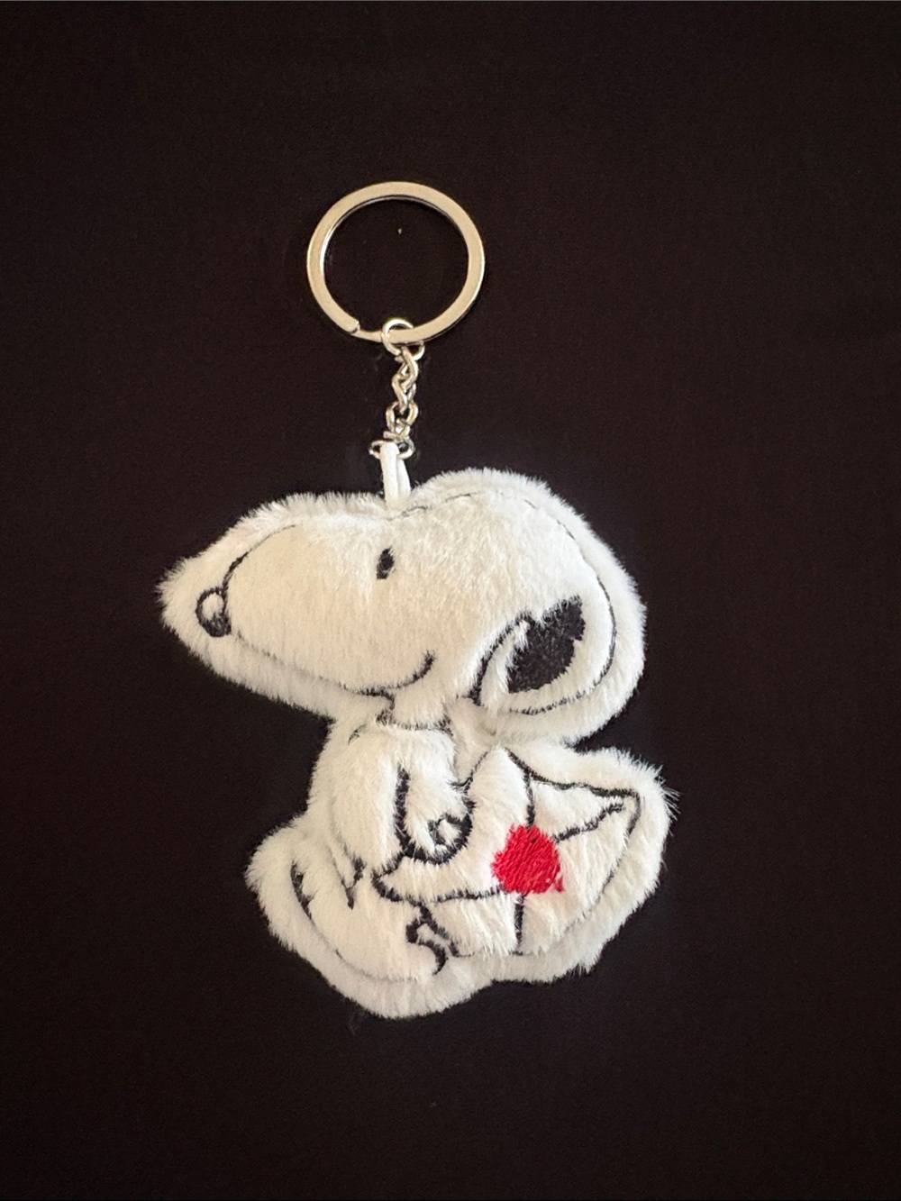 Snoopy Plush Keychain with Red Heart